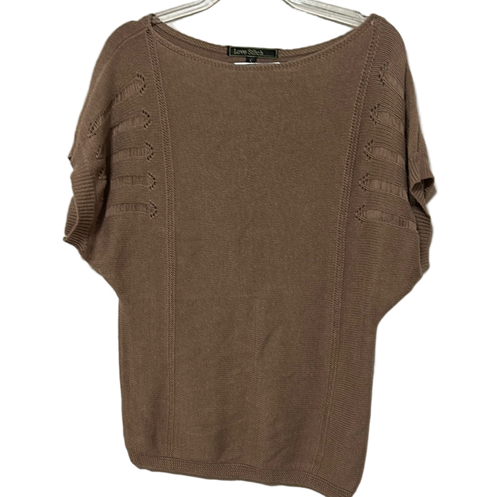 🪞Love Stitch Taupe Knit Sweater size S GUC